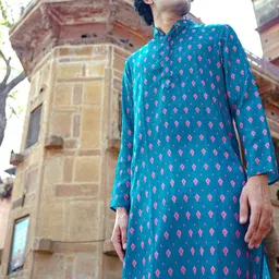 Be Desi Floral Printed Mandarin Collar Long Sleeve Kurta-41