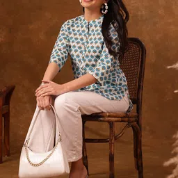 Anouk Ethnic Motifs Printed Pure Cotton Kurti-image-16
