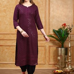 Ishin Floral Printed Embroidered Sequinned Straight Kurta-picture-12