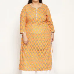 Sringam Women Orange Ethnic Motifs Printed Kurta-image-18