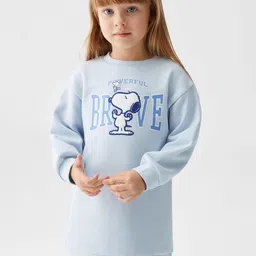 Mango Kids Girls Snoopy Printed Pure Cotton Longline Sweatshirt with Embroidered Detail-picture-29