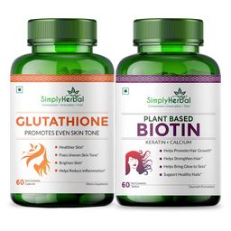 Simply Herbal Glutathione 60 Capsules & Biotin 60 Tablets Combo,  Unflavoured  2 Piece(s)/Pack -9