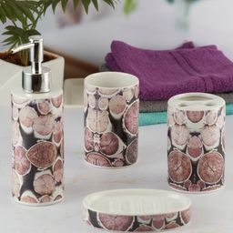Kookee Mauve 4 Pieces Abstract Pieces Ceramic Bath Accessories Set-52