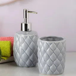 Kookee Grey 2 piece Textured Ceramic Bath Accessories Set-11