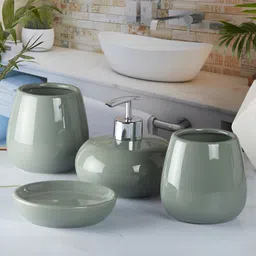 Kookee Green 4 pieces Ceramic Glossy Bath Accessories Set-20