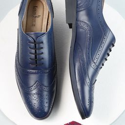 LOUIS STITCH Men Blue Solid Italian Leather Formal Brogues Shoes-image-89