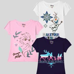 KUCHIPOO Girls Pack of 3 Printed Puff Sleeves Cotton T-shirts-image-81
