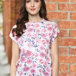 Moda Elementi Floral Print Extended Sleeves Regular Top-image-96