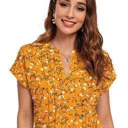 ODETTE Floral Printed Mandarin Collar Top-image-7