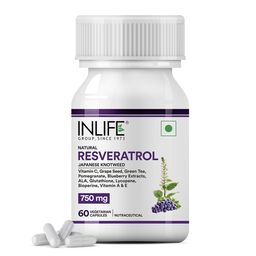 INLIFE Natural Resveratrol 750mg, 60 veggie capsule(s)-80
