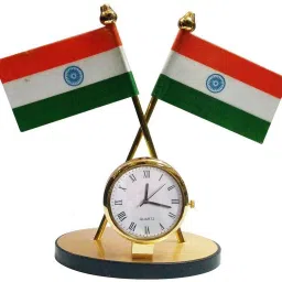 INDIAN FLAG FOR CAR DASHBOARD WITH CLOCK Double Sided Wind Car Dashboard Flag-image-20