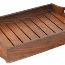 Wooden Decorative Serving Tray Handcrafted 14 inch Long (Brown) Tray-image-75