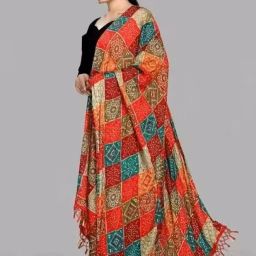 Satin Blend Printed, Floral Print Multicolor Women Dupatta-image-10