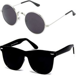 UV Protection, Polarized, Gradient, Mirrored Round, Wayfarer Sunglasses (55)-12