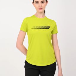 Women Printed Scoop Neck Polyester Green T-Shirt-image-80