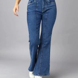 Women Boot-Leg High Rise Blue Jeans-image-61