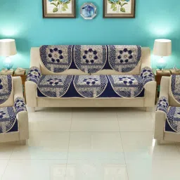 Polyester Floral 3+1+1 Seater Sofa Cover-image-14