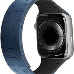 DailyObjects Blue Lightweight Velour Snap On Smartwatch Wrist Band/Straps | Compatible With Apple Watchbands (42/44/45/49mm) | High Strength Silicone With Water Resistant Material | Magnetic Closure | Adjustable Strap For Apple Ultra iWatch Series SE 9 8 7 6 5 4 3 2 1 Smart Watch Strap-63