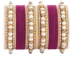 leshya Set Of 32 Brass-Plated Stone-Studded & Beaded Bangles-42