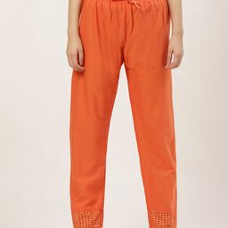 Vastraa Fusion Women Orange Hem Design Straight Palazzos-picture-10
