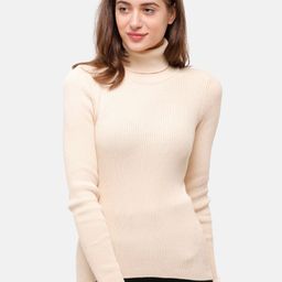 98 Degree North Women Cream-Coloured Ribbed Pullover-image-91