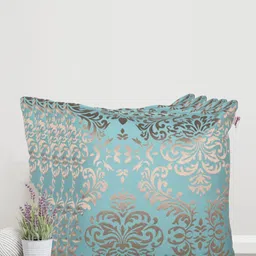 Home Turquoise Blue & Gold-Toned Set of 5 Ethnic Motifs Square Cushion Covers-12