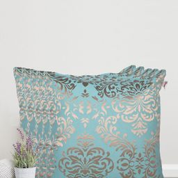 Home Turquoise Blue & Gold-Toned Set of 5 Self Design Square Cushion Covers-image-26