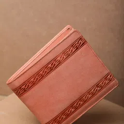 K London Men Orange Abstract Leather Two Fold Wallet-image-4