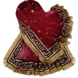 Net Embellished Maroon Women Dupatta-image-23