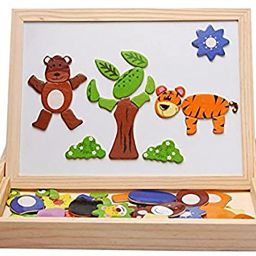 Magnetic Board Wooden Educational Animal Puzzle Toys Games Dry Erase Board Chalkboard Easel for Kids Imagination-10