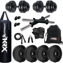 12 kg PVC-DM-12KG-COMBO 4 (3 kg x 4) with Unfilled Punching Bag Home Gym Combo-31