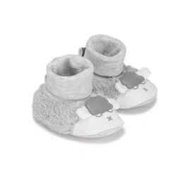 mothercare Infant Grey Blue Sheep Embroidery Socktop Booties-image-13