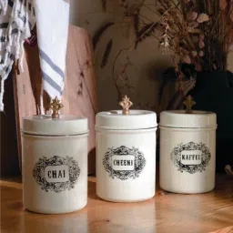 Ivory Finish Steel Storage Canisters By Living With Elan-picture-1