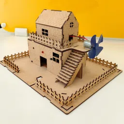 DIY Temperature-Controlled House Model Kit with Automatic Fan and LED-15