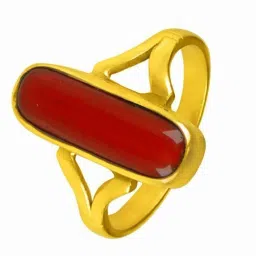 10.55 Ratti Coral Moonga Triangle Stone Brass Plated Ring Adjustable Copper Coral Gold Plated Ring-image-71