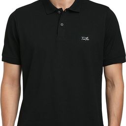 turtle Men Solid Polo Neck Cotton Blend Black T-Shirt-picture-32