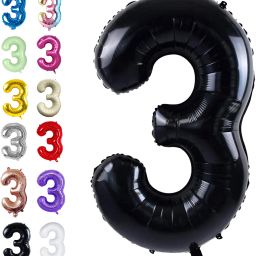 Solid PB-S650-BLACK-32 INCH-NUM-3 Letter Balloon-image-65