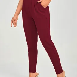 dream beauty fashion Women Regular Fit Maroon Viscose Rayon Trousers-picture-14