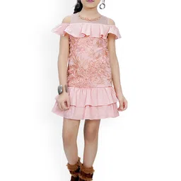 Tiny Girl Peach-Coloured Embellished Georgette Drop-Waist Dress-picture-8