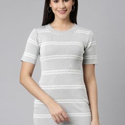 SHOWOFF Striped Round Neck T-shirt Dress-image-63