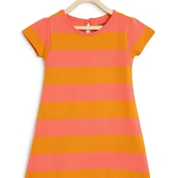 Campana Orange & Pink Striped T-shirt Dress-image-62