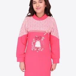 CUTECUMBER Girls Graphic Printed High Neck T-shirt Dress-image-25