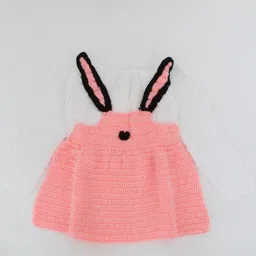 Woonie Girls Peach & White A-Line Dress-48
