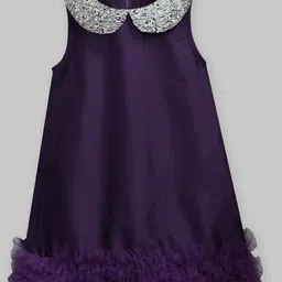 A.T.U.N. Girls Purple Embellished Peter Pan Collar A-Line Dress-image-48