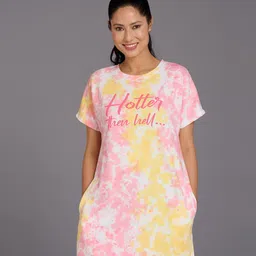 GO DEVIL Typography Printed Cotton T-shirt Dress-image-81