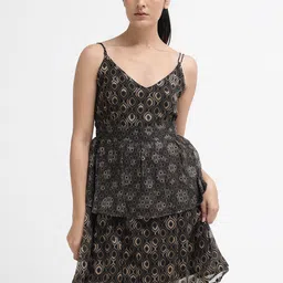 RAREISM Floral Printed Cotton A-Line Dress-image-64