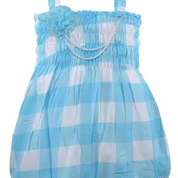 Wish Karo Girls Checked Smocked Balloon Dress-image-48