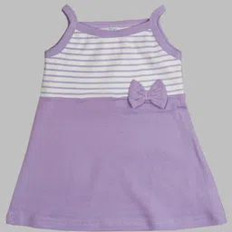 BAESD Girls Striped Shoulder Straps Bow Detailed Cotton A-Line Dress-31