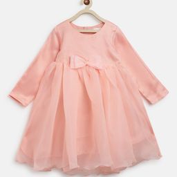 TALES & STORIES Girls Round Neck Bow Fit and Flare Dress-image-7