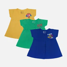 Bodycare Girls Pack Of 3 Cotton Round Neck Cap Sleeves Opaque A-Line Dress-image-33